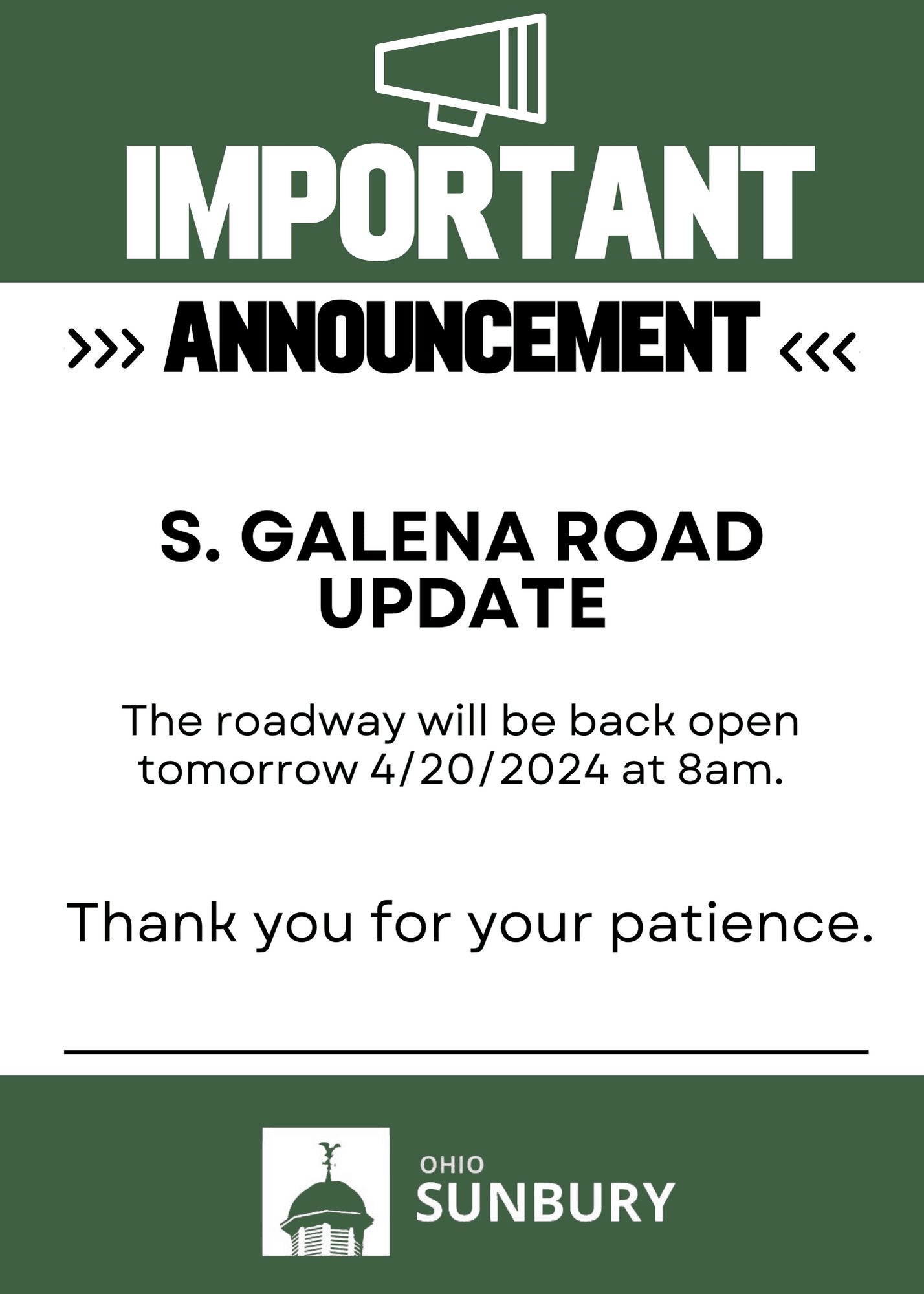 S. GALENA ROAD UPDATE